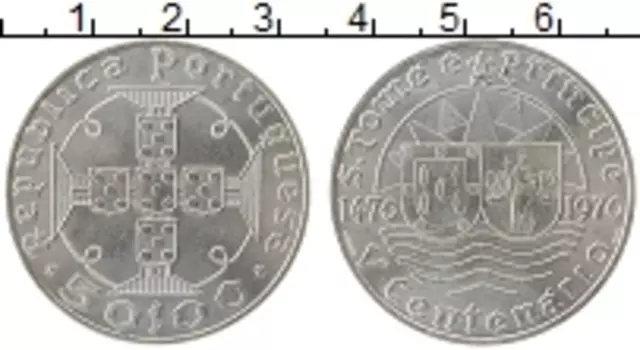 Монета 50 эскудо Сан-Томе и Принсипи 1970 года Серебро 500 лет открытия островов