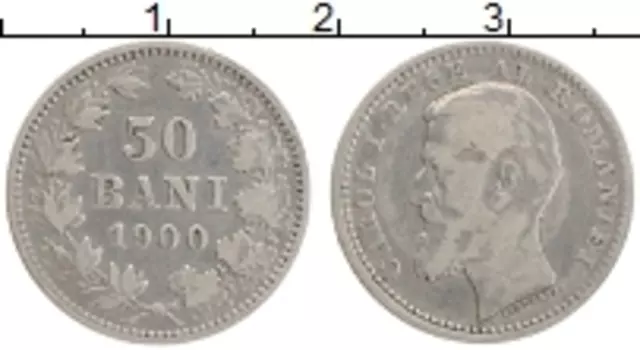 Монета 50 бани Румынии 1900 года Серебро Карл I