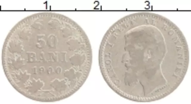 Монета 50 бани Румынии 1900 года Серебро Кароль I