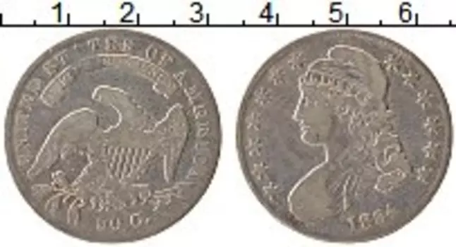 Монета 50 центов Америки 1834 года Серебро Свобода
