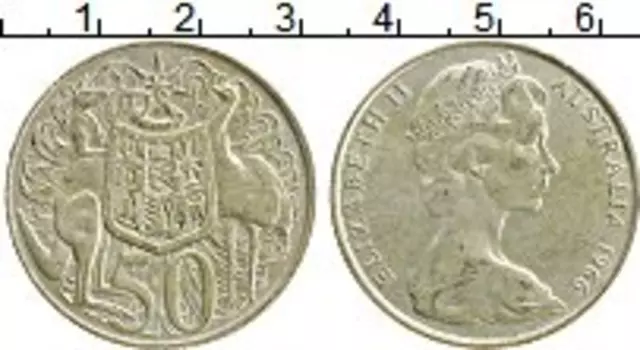 Монета 50 центов Австралии 1966 года Серебро Елизавета II