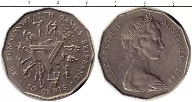 Монета 50 центов Австралии 1982 года Медно-никель XII Игры содружества