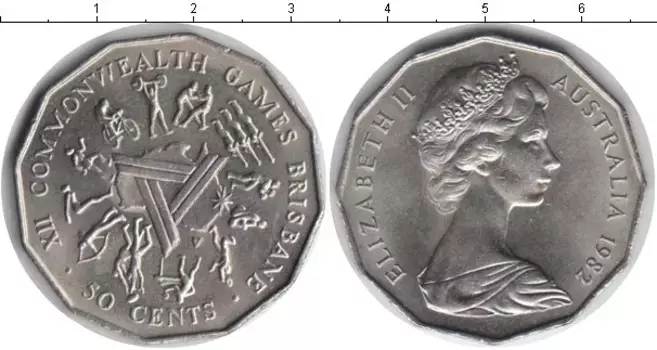 Монета 50 центов Австралии 1982 года Медно-никель Елизавета II