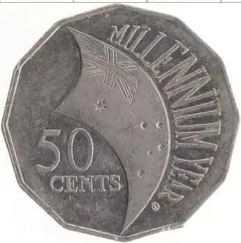 Монета 50 центов Австралии 2000 года Медно-никель Смена тысячелетия - 2000 год