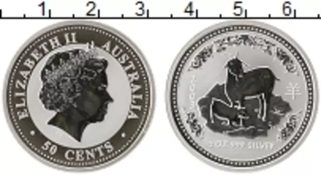 Монета 50 центов Австралии 2003 года Серебро Елизавета II