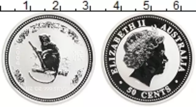 Монета 50 центов Австралии 2004 года Серебро Елизавета II