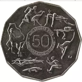 Монета 50 центов Австралии 2005 года Медно-никель XVIII Игры Содружества