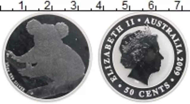 Монета 50 центов Австралии 2009 года Серебро Коала