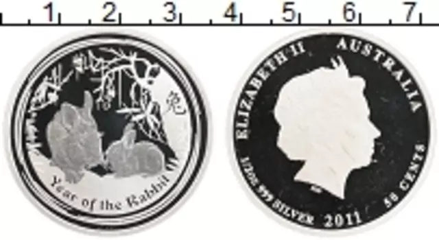 Монета 50 центов Австралии 2011 года Серебро Елизавета II