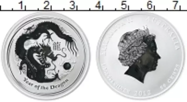 Монета 50 центов Австралии 2012 года Серебро Елизавета II
