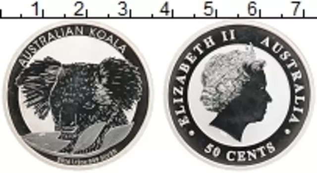 Монета 50 центов Австралии 2014 года Серебро Коала