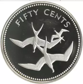 Монета 50 центов Белиза 1974 года Серебро