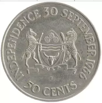 Монета 50 центов Ботсваны 1966 года Серебро Септес Кхама