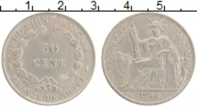 Монета 50 центов Индокитая 1946 года Медно-никель