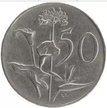 Монета 50 центов Южно Африканской Республики 1966 года Медно-никель Ян ван Рибек