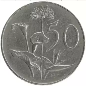 Монета 50 центов Южно Африканской Республики 1966 года Медно-никель Ян ван Рибек