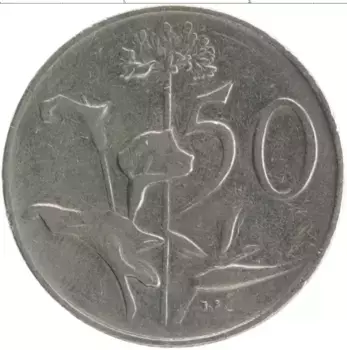 Монета 50 центов Южно Африканской Республики 1966 года Медно-никель Ян ван Рибек