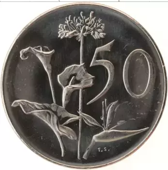 Монета 50 центов Южно Африканской Республики 1971 года Медно-никель Цветы