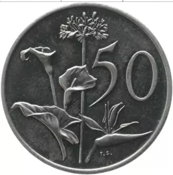 Монета 50 центов Южно Африканской Республики 1975 года Медно-никель