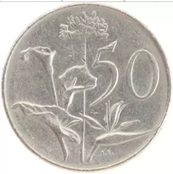 Монета 50 центов Южно Африканской Республики 1976 года Медно-никель Якоб Фуше