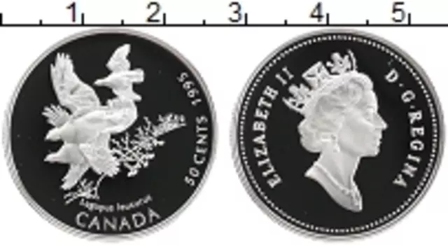 Монета 50 центов Канады 1995 года Серебро Елизавета II
