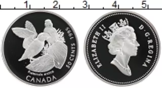 Монета 50 центов Канады 1995 года Серебро Елизавета II