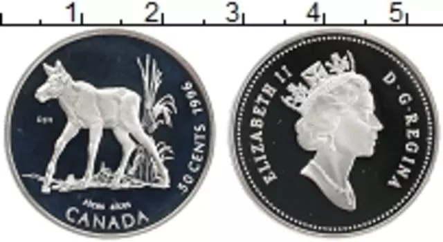 Монета 50 центов Канады 1996 года Серебро Детёныши животных