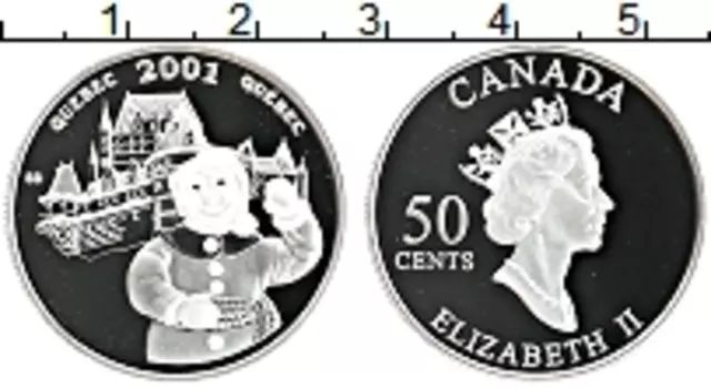 Монета 50 центов Канады 2001 года Серебро Елизавета II