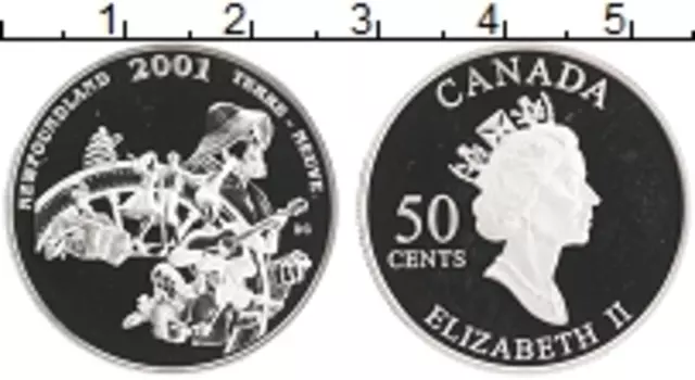 Монета 50 центов Канады 2001 года Серебро Елизавета II