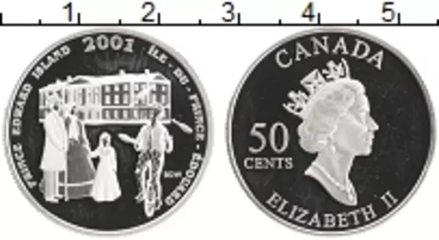 Монета 50 центов Канады 2001 года Серебро Елизавета II