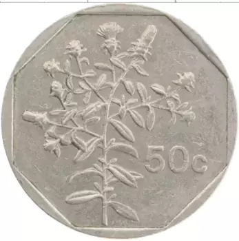 Монета 50 центов Мальты 1991 года Медно-никель