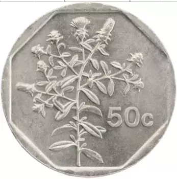 Монета 50 центов Мальты 2001 года Медно-никель