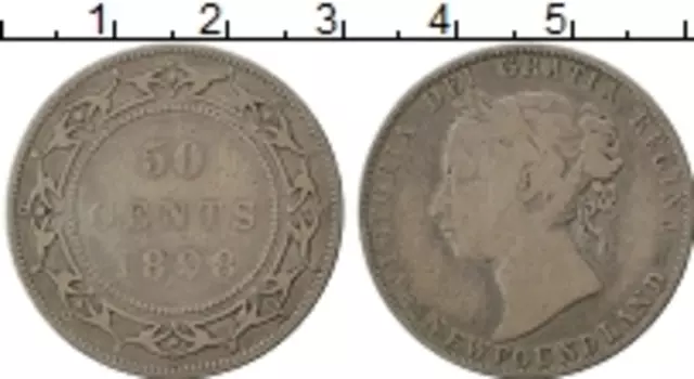 Монета 50 центов Ньюфаундленда 1898 года Серебро Виктория