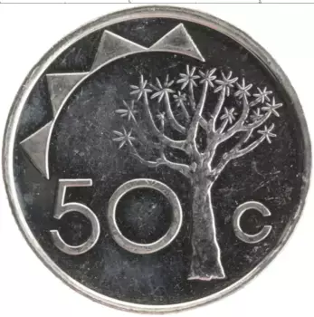 Монета 50 центов Намибии 2010 года Медно-никель