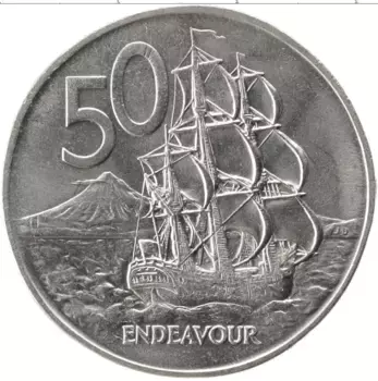 Монета 50 центов Новой Зеландии 1971 года Медно-никель Елизавета II