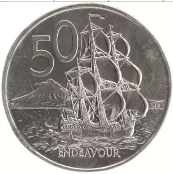 Монета 50 центов Новой Зеландии 1973 года Медно-никель Елизавета II