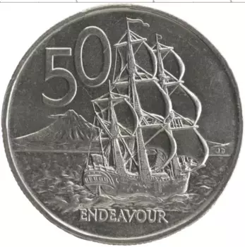 Монета 50 центов Новой Зеландии 1977 года Медно-никель Елизавета II