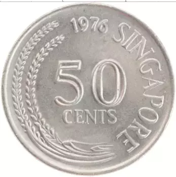 Монета 50 центов Сингапура 1976 года Медно-никель