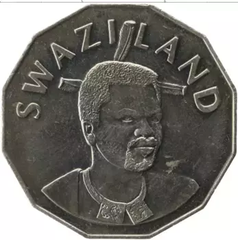 Монета 50 центов Свазиленда 2005 года Медно-никель Мсвати III