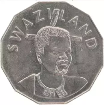 Монета 50 центов Свазиленда 2005 года Медно-никель Мсвати III