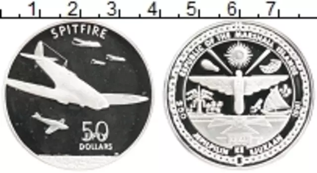 Монета 50 долларов Маршалловых островов 1991 года Серебро Самолеты Второй мировой войны