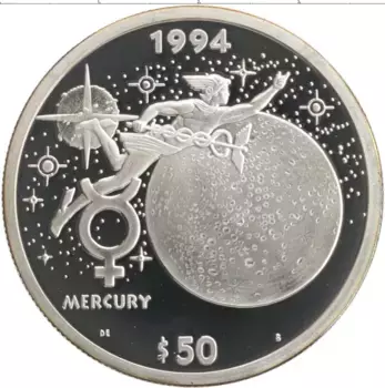 Монета 50 долларов Маршалловых островов 1994 года Серебро Солнечная система