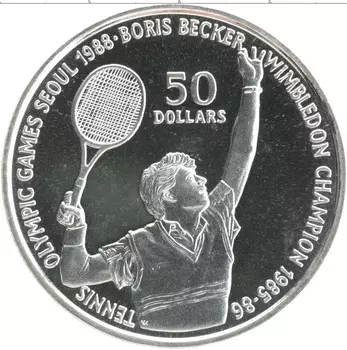 Монета 50 долларов Ниуэ 1987 года Серебро Олимпийские игры в Сеуле-88