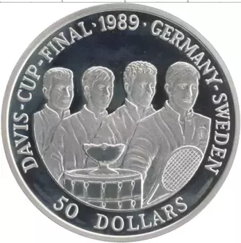 Монета 50 долларов Ниуэ 1989 года Серебро Чемпионат Мира по футболу