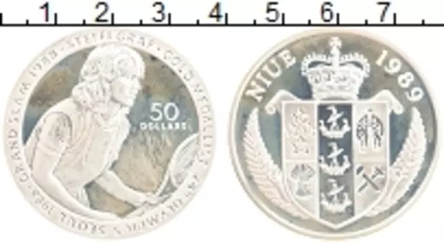 Монета 50 долларов Ниуэ 1989 года Серебро Олимпийские игры в Сеуле 1988