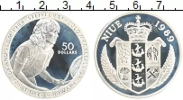 Монета 50 долларов Ниуэ 1989 года Серебро Олимпийские игры в Сеуле 1988