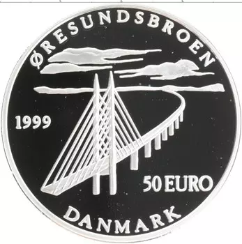 Монета 50 евро Дании 1999 года Серебро UNUSUAL
