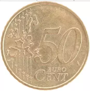 Монета 50 евроцентов Германии 2002 года Латунь G