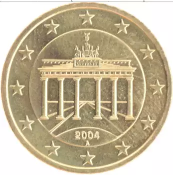 Монета 50 евроцентов Германии 2004 года Латунь A