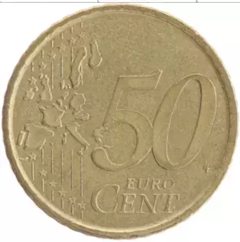 Монета 50 евроцентов Испании 2001 года Латунь Сервантес